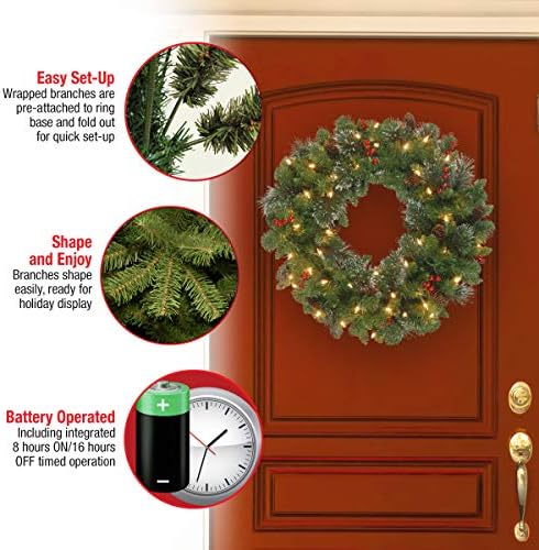 National Tree Company 30in Pre-Lit Crestwood Spruce Christmas Wreath - Image 4
