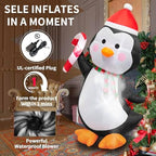 5FT Christmas Inflatables Outdoor Decorations Penguin Holding Candy Cane Blow Up Cute Christmas Decor Built-in LED Lights for Xmas Yard Outside Indoor Party Lawn Garden Porch Holiday - Image 3