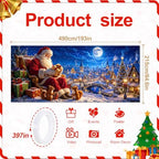 Classic Santa Claus Christmas Garage Door Banner 7x16 FT, Large 2-Car Winter Village Snow Night Outdoor Wall Mural Peeking Cover, Realistic Holiday Hanging Backdrop for House Exterior Party - Image 2