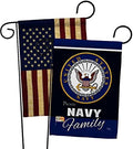 Navy Proudly Family Garden Flag - Pack Armed Forces USN Seabee United State American Military Veteran Retire Official USA Vintage Applique - House Banner Small Yard Gift Double-Sided 13 X 18.5 by Breeze+Decor