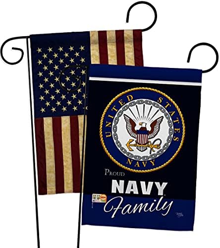 Navy Proudly Family Garden Flag - Pack Armed Forces USN Seabee United State American Military Veteran Retire Official USA Vintage Applique - House Banner Small Yard Gift Double-Sided 13 X 18.5 by Breeze+Decor