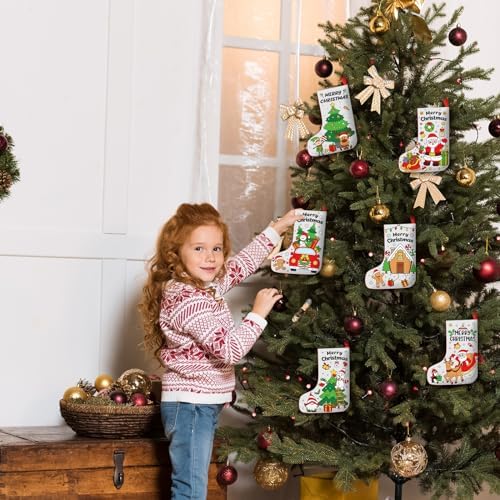 Zhanmai 24 Pcs Color Your Own Christmas Stocking Kit, Merry Xmas - Image 6