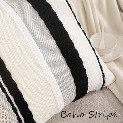 18x18 Pillow Cover Set of 2 Boho Farmhouse Decor Black and White - Image 5