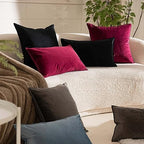 JUSPURBET 28x28 Velvet Decorative Throw Pillow Covers Set of 2,Burgundy - Image 3