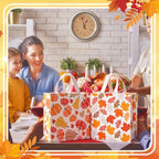 Wesnoy 48 Pcs Fall Gift Bag Bulk Maple Leaves Pumpkin Tote Bag with Handles - Image 4