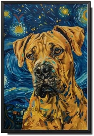 Metal Sign Tin Sign Vintage Wall Art Mastiff Starry Night Mastiff Gentle Mastiff in A Celestial Sky for Home Den and Seasonal Displays Rustproof Aluminum 8×12 Inches with Metal Frame by YmyooForTinSign
