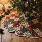 WinnerWhy 48" Vintage Christmas Quilted Patchwork Tree Skirt Farmhouse by WinnerWhy