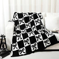 Buryeah Bow Knit Throw Blanket, Black and White, 50 x 60 Inch by Buryeah