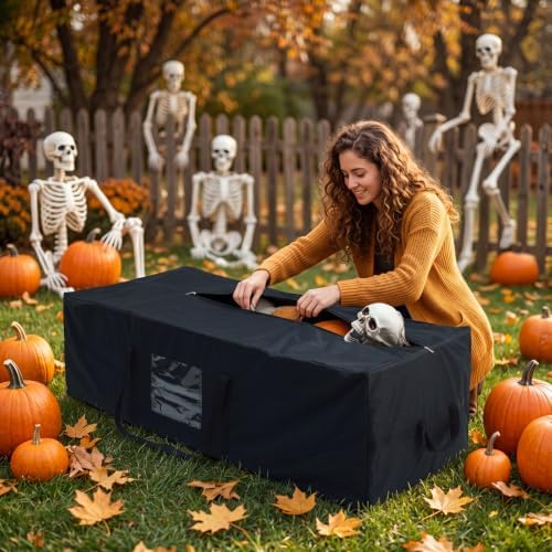 Large Halloween Storage Bag, Fits Up 12Ft Skeleton Christmas Tree, Black - Image 7