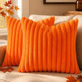 Pallene Faux Fur Fall Throw Pillow Covers 20x20 Set of 2, Burnt Orange by PALLENE
