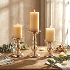 6 Pcs Gold Metal Pillar Candle Holder, 5.31, 6.50, 8.46 Inch Tall - Image 4