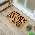 Funny Coir Doormat Home Where The Ho & Me Come Together Entryway Outdoor Floor Mat with Heavy-Duty PVC Backing Non Slip Cursive Natural Coconut Coir Brown Mat with Black Font 23.6 x 15.7 inch - Image 2