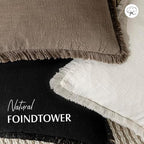 Foindtower Decorative Linen Fringe Throw Pillow Covers 20×20 Light Brown - Image 4