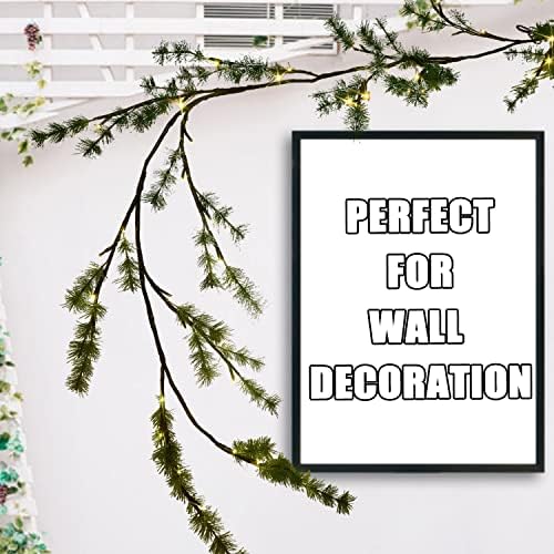 Fudios Lighted Christmas Pine Garland 6FT 48 Warm White LED Battery Operated with Timer for Mantle Fireplace Holiday Winter Decoration Indoor Outdoor Use - Image 3