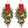 2 PCS 24" Artificial Christmas Teardrop Swag Norfolk Pine Teardrop Door Swag Xmas Cedar Swags Wreath with Berry Pinecone for Front Door Winter Cabinet Mantle Fireplace Wall Indoor Outdoor Home Decor by Unknown