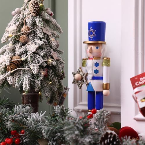 Blosssound 16" Hanukkah Nutcracker Decorations Wooden Figure, Star of David - Image 6