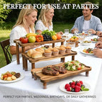 Tiered Serving Tray for Party, Acacia Wooden Cupcake Stand, Detachable Tiered Tray Stand, Stackable Dessert Table Display Set, Decorative Charcuterie Boards for Party, Wedding, Vendor Events - Image 3