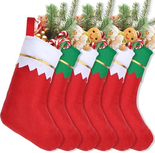 60Pcs 17" Felt Christmas Stocking Bulk, Red Christmas Socks Bulk with White Cuff Golden Trim, Christmas Hanging Ornaments Xmas Decoration for Mantel Door Window Holiday Home Décor by AMAZING+TIME
