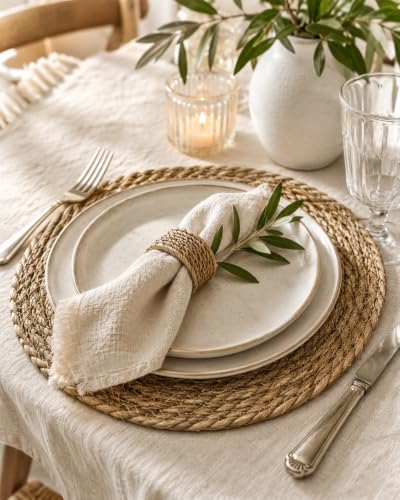 GYKLE Woven Placemats Set of 20, 11.8Inch Round Placemats - Image 7