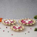 eCraftIndia Set of 3 Golden Metal Handcrafted Decorative Urlis Bowl for Floating Flowers - Diwali Decoration Items for Home Decor- Housewarming, Diwali Gift. - Image 6
