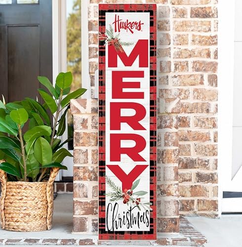 KH Sports Fan Nebraska Cornhuskers Holiday Porch Leaner, 11x46 Inches, Cornhuskers Outdoor Christmas Sign; Display Some Holiday Cheer with This Nebraska Cornhuskers Christmas Sign - Image 2