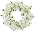 Spring Summer Wreaths for Front Door, 20 Inch Cherry Blossom Wreaths for Spring Summer Decor, White Wreaths for Front Door, Window, Home, Wall, Porch, Farmhouse Decor, Spring Artificial Flower Wreaths by VillaComo
