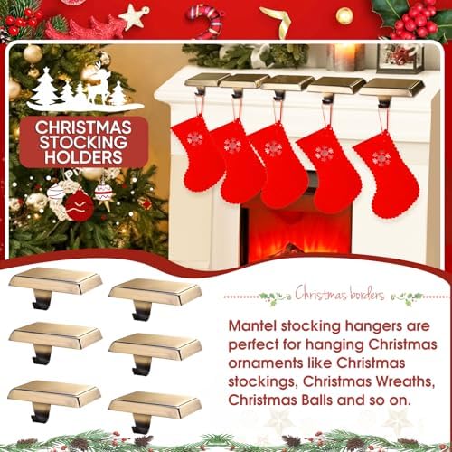 Christmas Stocking Holders for Mantle, Weighted Stocking Hangers, Christmas Stocking Hooks for Tables Window Fireplace Mantle Decoration(Bronze,6PCS) - Image 6