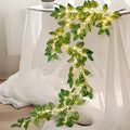 6.56FT Green Vines Garland with Lights 96 LED Battery Operated with Timer Faux Photos Vines Twig with Lights Spring Garlands Decortions for Mantel Fireplace Table Wall Patio Wedding Holiday Home Decor by HamiFinee
