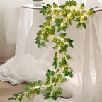 6.56FT Green Vines Garland with Lights 96 LED Battery Operated with Timer Faux Photos Vines Twig with Lights Spring Garlands Decortions for Mantel Fireplace Table Wall Patio Wedding Holiday Home Decor by HamiFinee