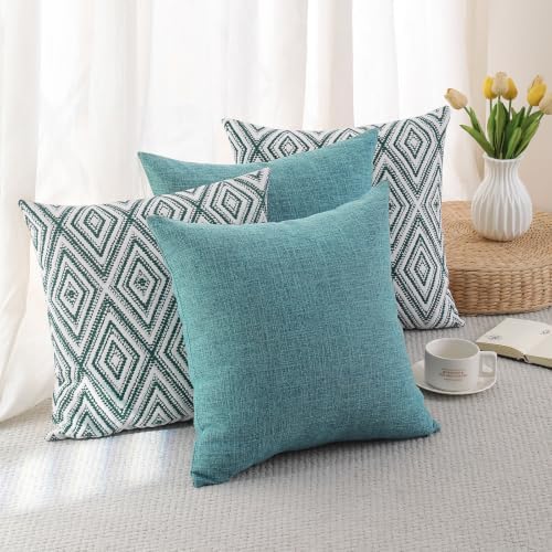 HPUK Throw Pillow Covers 18x18, Set of 4, Aqua Blue Couch Pillow Covers - Image 4