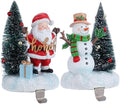 2 Set Christmas Snowman Stocking Holders for Fireplace Mantle Garland Mantel Clips Stocking Hook Santa Claus Stocking Hangers Holiday Decor (2,C- Santa Claus) by Desami