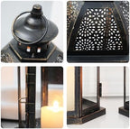 Large Lantern Decorative Outdoor & Indoor, Set of 2 (15’’&11’’) Metal Candle Lanterns Decor, Vintage Hanging Candle Holder for Front Porch Patio Wedding Farmhouse Home, Spring Decoration - Image 5
