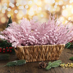 75 Pcs Christmas Glitter Tree Picks 3 Styles Berry Stems, Light Pink - Image 4