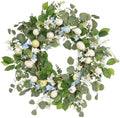 20 Inch Easter Wreath for Front Door, Spring Eucalyptus Wreath with Blue Wildflowers & Cream Speckled Eggs, Farmhouse Summer Holiday Decor by Unknown