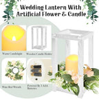 Hushee 60 Pcs Wooden Wedding Lantern Centerpiece Candles Wreaths Set,White - Image 5