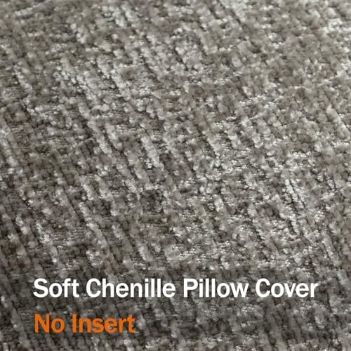 DEZENE Pack of 2 Grey Decorative Throw Pillow Covers 24x24 Cozy Soft Chenille Accent Vintage Square Couch Pillow Covers for Home Decor Bed Sofa Living Room - Image 3