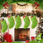 Moucuny 6 Pcs Lime Green Christmas Stocking Faux Fur Stocking DIY Name Tags - Image 3
