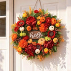 24 Inch Fall Wreath for Front Door,Farmhouse Harvest Door Wreaths - Image 2