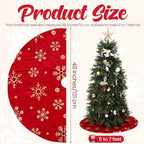 Nuanchu 48 Inch Christmas Tree Skirt, Large Red Velvet Fur Tree Skirt, Luxury Gold Embroidered Snowflake Trees Cover for Merry Christmas Party Vintage Holiday Decorations - Image 4