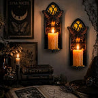 Gothic Moth Cathedral Window Wall Candle Sconces Set of 2 by AimtoHome