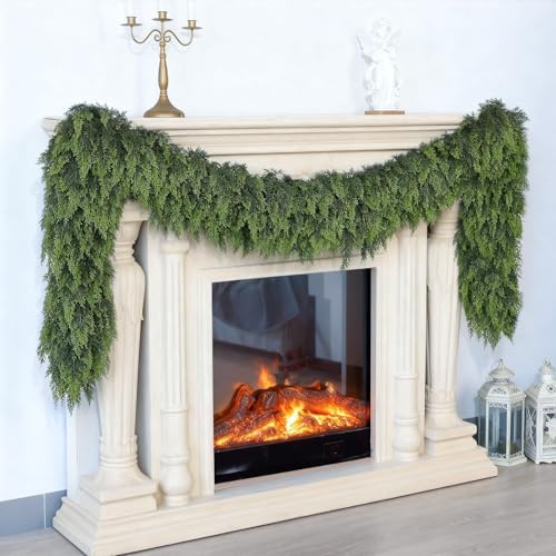 9FT 2Pcs Artificial Christmas Cedar Garlands for Home Fireplace Decoration - Image 2