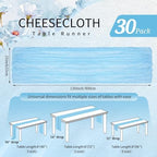 30 Pack Cheesecloth Table Runner 10FT Baby Blue Table Runner Light Blue Boho Gauze Cheese Cloth Table Runners Long Rustic Sheer Table Decorations for Wedding Party Baby Bridal Shower Birthday Holiday - Image 2