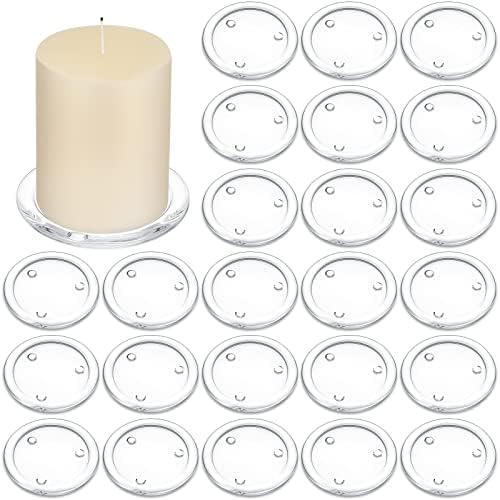 Patelai 36 Pieces Clear Glass Pillar Candle Holder Plates 4 Inch Round Glass Candle Plate Small Flat Tray for Dining Table Centerpiece Wedding Spa Home Party Decoration by Patelai