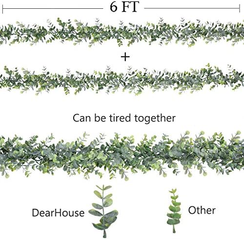 DearHouse 6 Pack Faux Eucalyptus Garland Plant, Artificial Vines Hanging Eucalyptus Leaves Greenery Garland for Wedding Backdrop Arch Wall Decor, 5.9 Feet/pcs UV Protected Indoor Outdoor - Image 3