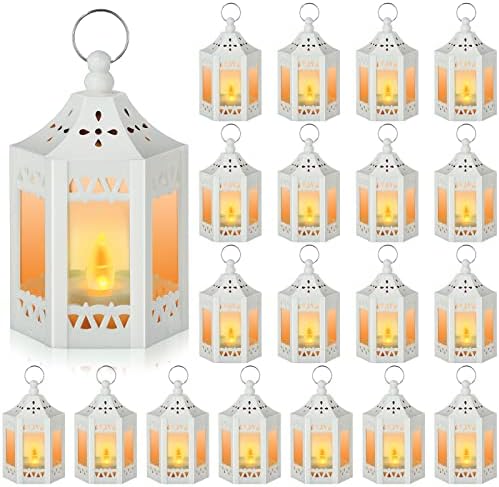 Hortsun 20 Pcs Mini Vintage Lanterns Decorative with LED Candle,White by Hortsun