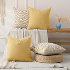 HPUK Throw Pillow Covers 18x18, 4 Pack, Ochre Textured Couch Pillow Covers - Image 5