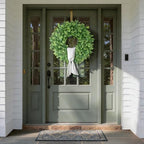 26" Artificial Eucalyptus Wreath with Sash for Front Door Decor(Green) - Image 2