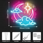 Crescent Moon Cloud Star Neon Sign for Bedroom Nursery, Dreamy Sky Decor - Image 5
