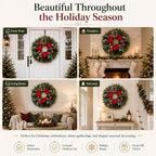 28 Inch Christmas Wreath for Front Door, Red Apples, Magnolia Winter Wreath - Image 5