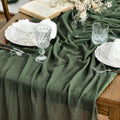 Artoid Mode Boho Forest Green 10Pcs Cheesecloth Gauze Table Runner, 120 Inch Seasonal Fabric Kitchen Dining Holiday Table Decor for Home Party Indoor by ArtoidMode